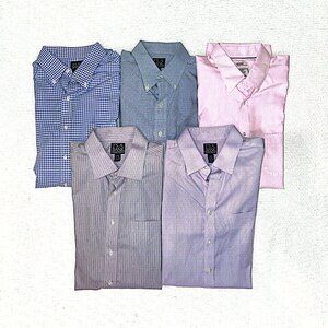 JOS. A. BANKS LONG SLEEVE, BUTTON DOWN, 17-36, SLIM/TAILORED FIT BUNDLE OF 5